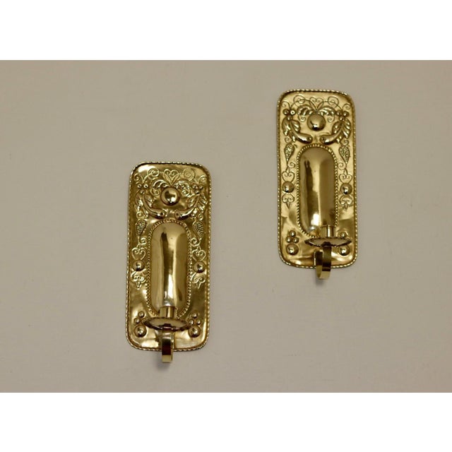 Mid-Century Modern Swedish Brass Sconces, Set of 2 For Sale - Image 5 of 10