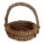 Vintage Rustic Woven Basket With Branch Handle For Sale