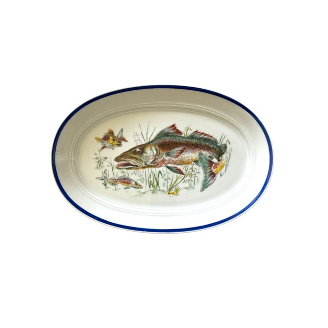 Mid-Century Modern Vintage Italian Ceramic Fish Plates & Platter – Hand-Painted Deruta, 1960s, Set of 11 For Sale - Image 3 of 12
