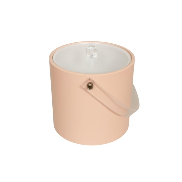 Mid-Century Modern Mid Century Blush Ice Bucket With Lucite Handle For Sale - Image 3 of 7