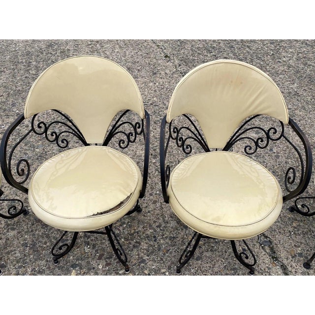 Metal Vintage Hollywood Regency Wrought Iron Butterfly Swivel Dining Chairs - Set of 4 For Sale - Image 7 of 12