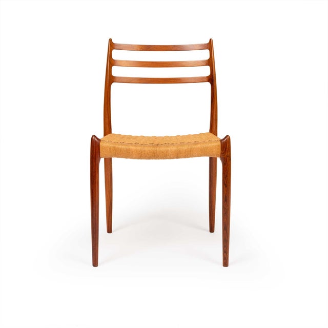 J.L. Møllers Møbelfabrik Vintage Niels Otto Møller Model 78 Dining Chairs – Rosewood Danish Cord Set of 4 For Sale - Image 4 of 13