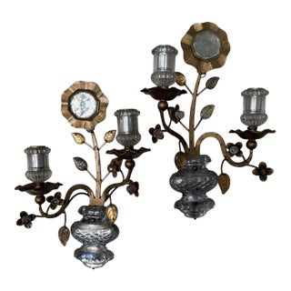 Large Maison Baguès Gilt Bronze and Crystal Wall Sconces (1870-1880) - a Pair For Sale