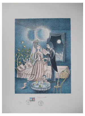 Raymond Peynet, Lovers: Cupid's Garden, Original Lithograph