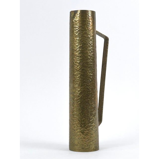 1960s Mid-Century Hammered Brass Tall Grip Vase, Germany, 1960s For Sale - Image 5 of 18