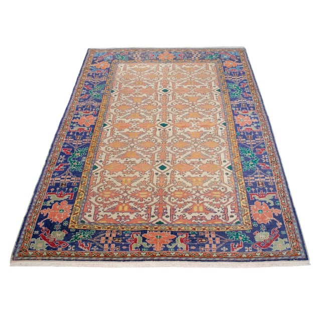 1900 - 1909 Antique Armenian Oushak Rug Circa 1900 - 4'2" X 5'11" For Sale - Image 5 of 12