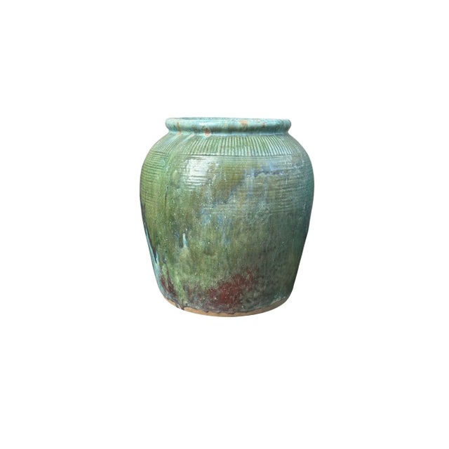 Green Vintage Chinese Green Glazed Ceramic Soy Sauce Jar For Sale - Image 8 of 11