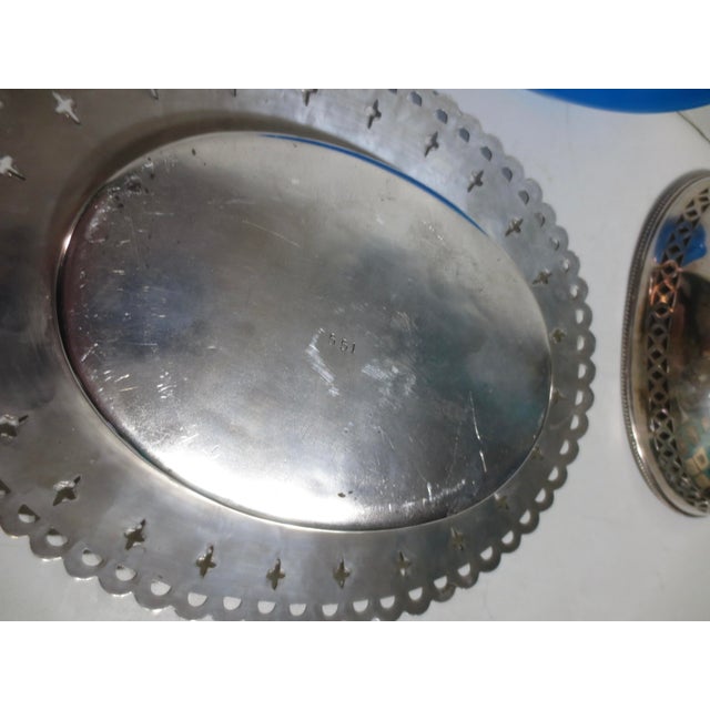 Silver SilverPlate Butter Dish W. Blue Oplaine Liner Circa 1850s For Sale - Image 8 of 9