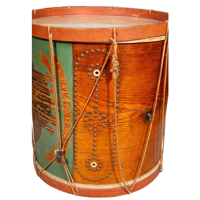 Wood American Painted Ash Drum Now A Table For Sale - Image 7 of 8