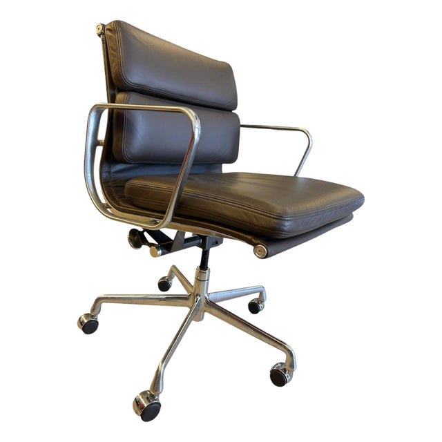 Herman Miller Dark Brown Leather Soft Pad Management Chair by Eames For Sale