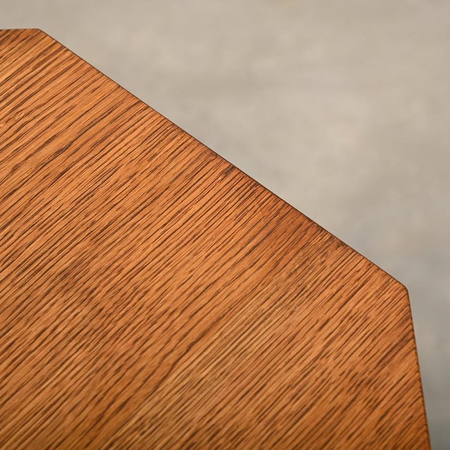 Dutch Art Deco Octagon Side Table in Oak, 1930s For Sale - Image 14 of 16
