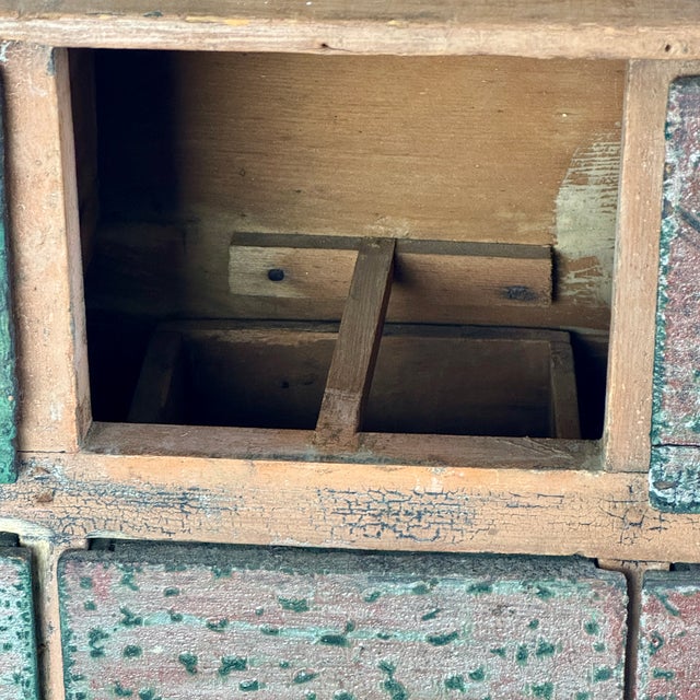 Stupendous Americana Primitive Antique Apothecary Cabinet/Chest With Distressed Multi Color Paint For Sale - Image 17 of 18