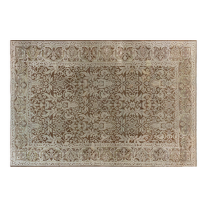 19th Century Indian Amritsar Botanic Brown Handwoven Wool Rug