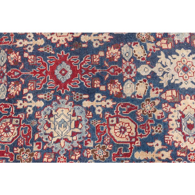 Persian Antique Persian Tabriz Botanic Red, Yellow Handmade Wool Rug For Sale - Image 3 of 12