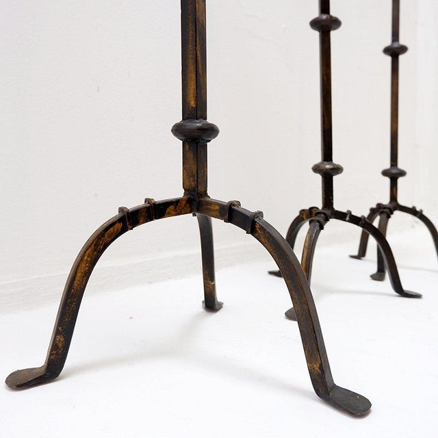 Brutalist Brutalist Tripod Candlesticks in Wrought Iron, Set of 3 For Sale - Image 3 of 11