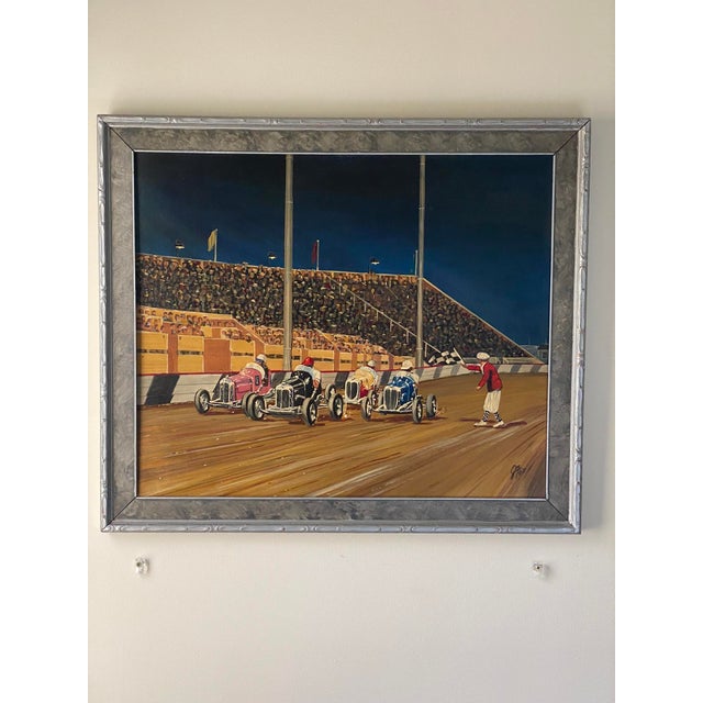 G. Fox - 1930s Car Race is an oil painting on masonite. Signed - circa 1930/40s.