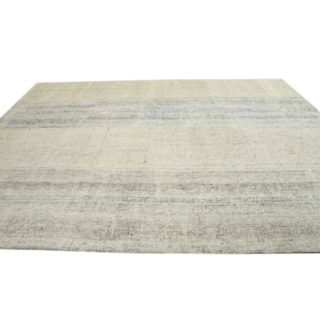 Mid 20th Century Large Vintage Gray Modern Kilim Rug For Sale - Image 4 of 7