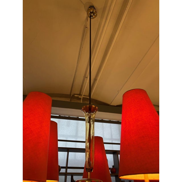Mid-Century Modern Chandelier in Brass, 1960s For Sale - Image 9 of 12