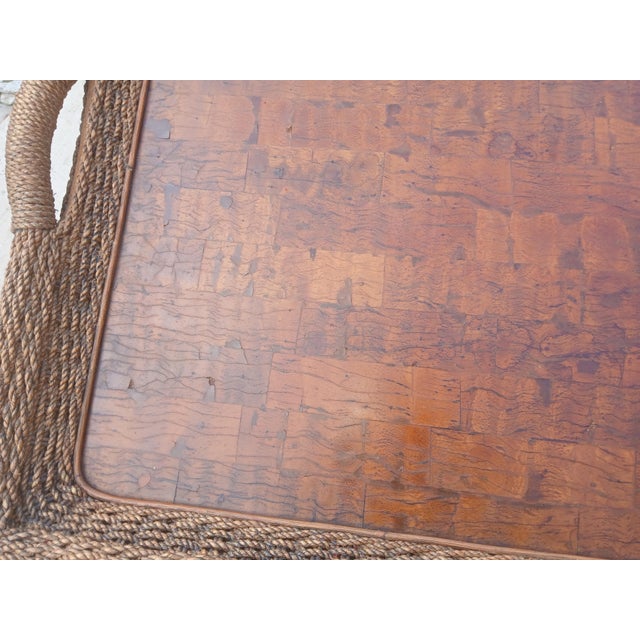 1980s Vintage Seagrass and Koa Wood Large Tray Table Butler Table Coffee Table For Sale - Image 5 of 10