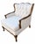 French Provincial Vintage French Provincial Cream Tufted Wingback Lounge Accent Chair Attributed to Bassett Furniture For Sale - Image 3 of 6