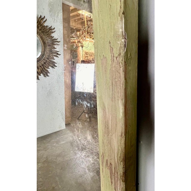 19th Century Italian Baroque Trumeau Mirror, Hand-Carved Green Frame For Sale - Image 10 of 14