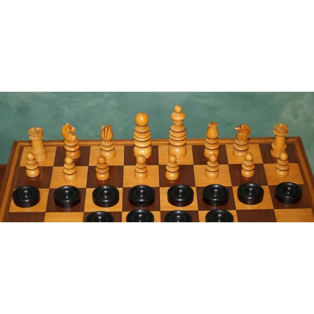 Vintage English Pattern Boxwood & Ebonised Chess Set, 1950, Set of 32 For Sale - Image 9 of 16