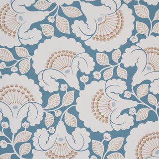 Schumacher Jackie Wallcovering In Indigo For Sale