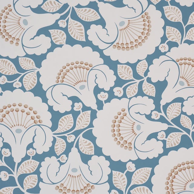 Schumacher Jackie Wallcovering In Indigo For Sale