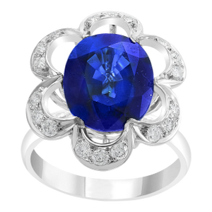 4.5 Carat Diffused Blue Sapphire and Diamond 18 Karat White Gold Cocktail Ring