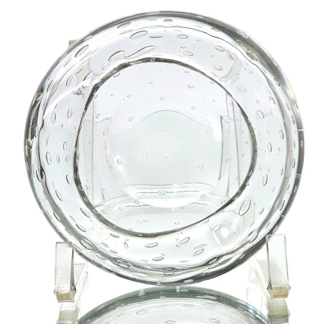 Mid-Century Bullicante Art Glass Ashtray – Clear Seeded Crystal, 1950s Italy For Sale - Image 9 of 14