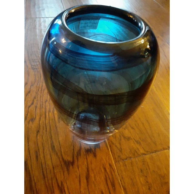 1980s Hand Blown Art Glass Made in Poland Blue/Amethyst Vase For Sale In Dallas - Image 6 of 6