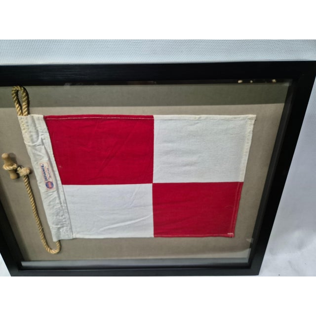 Textile Nautical Signal Flag of Letter "U" in Shadowbox Frame For Sale - Image 7 of 7