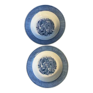 1980s Royal China Usa Currier & Ives Serving Bowls- a Pair