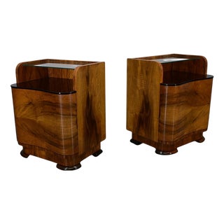 Art Deco Bedside Tables, Czechoslovakia, 1940s, Set of 2 For Sale