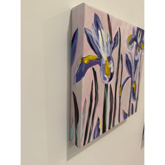 Modern Abstract Floral Acrylic Painting on Canvas, Signed, Framed, Dated For Sale - Image 4 of 6