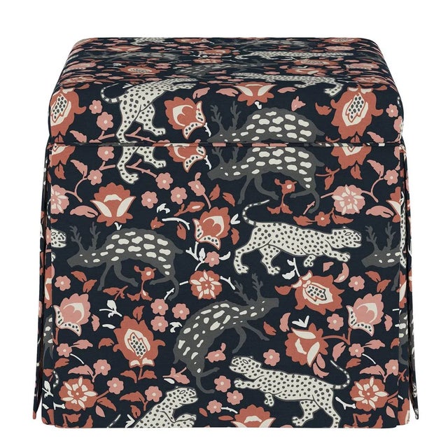 The sleek, fully upholstered design of this ottoman provides a perfect accent piece for any living room environment....