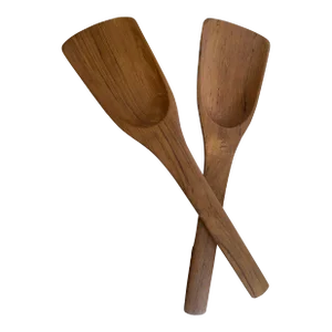 1960s Vintage Pair of Teak Wood Jhq Denmark Salad Servers With Smart Underledge Design
