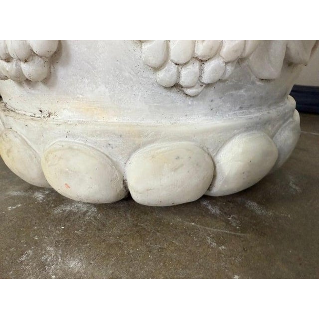 Stone Pair of 19th Century Hand-Carved Carrara Marble Urn Planters, Italy For Sale - Image 7 of 13