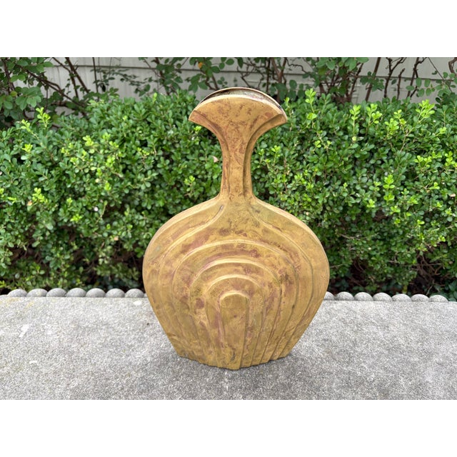1980s Italian Modern Brass Vase For Sale - Image 5 of 11