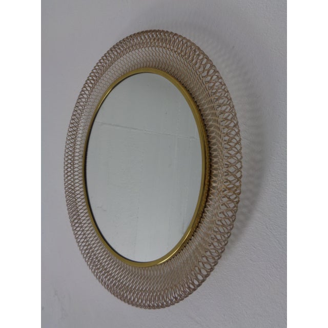 Mid-Century Modern French Brass and Metal Mirror, 1960s For Sale - Image 3 of 11
