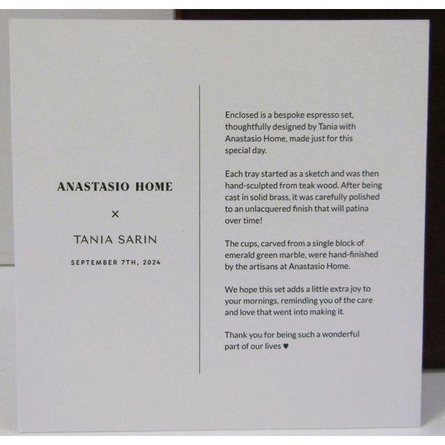 Boxed Anastasio Home Tania Sarin Bespoke Espresso Set Stone Cups and Brass Tray - 3pcs For Sale - Image 11 of 13