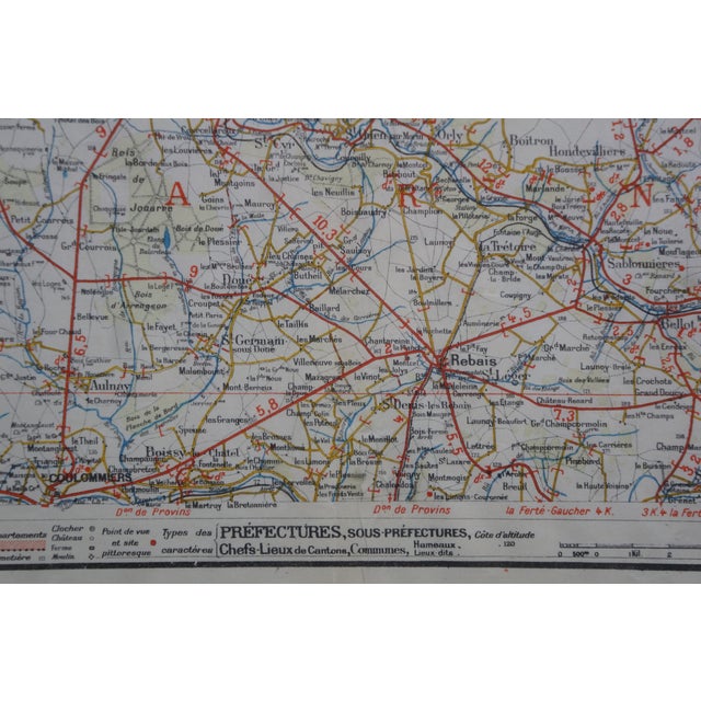 Antique French Victorian Carte Automobilistes & Cyclistes Paris Map 39" For Sale - Image 12 of 17
