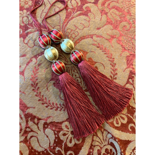Red Beaded Key Tassels - 7.5" - a Pair For Sale - Image 10 of 14
