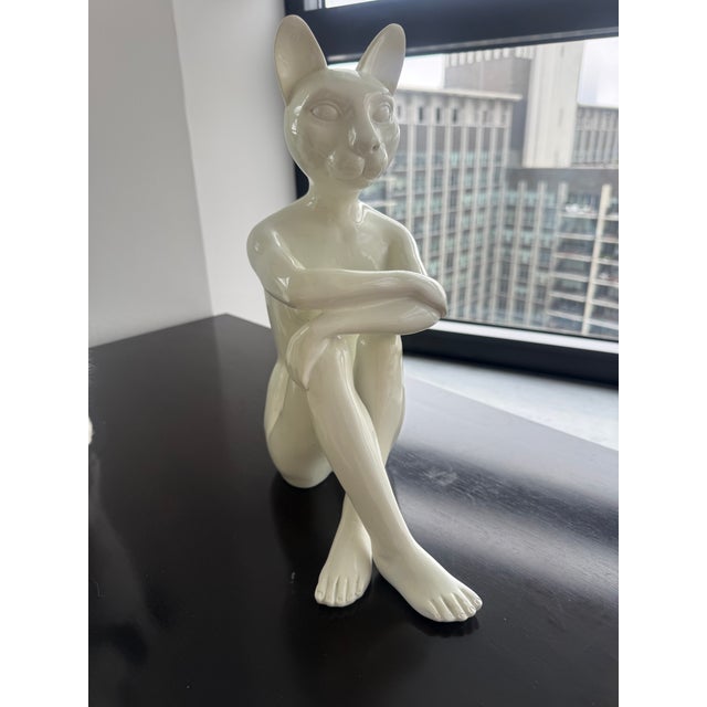 Delightful "City Kitten" white resin sculpture. Created in Australia by Gillie And Marc Schattner. Purchased in 2020 from...