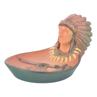 Art Pottery Bowl with Native American Head from Ipsens Enke, 1920s For Sale