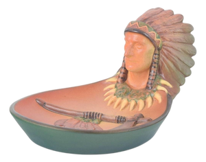 Art Pottery Bowl with Native American Head from Ipsens Enke, 1920s