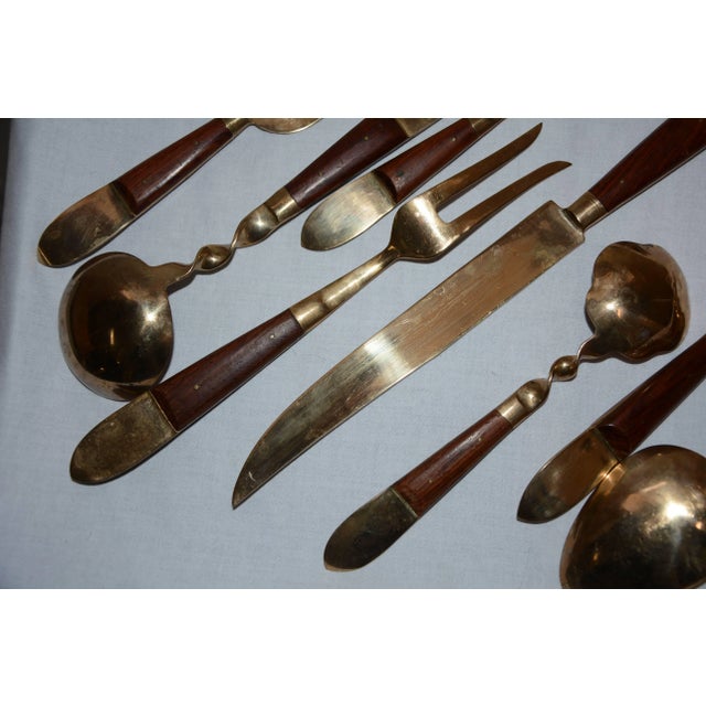 Brass and Teak Siam Serving Set For Sale - Image 10 of 11