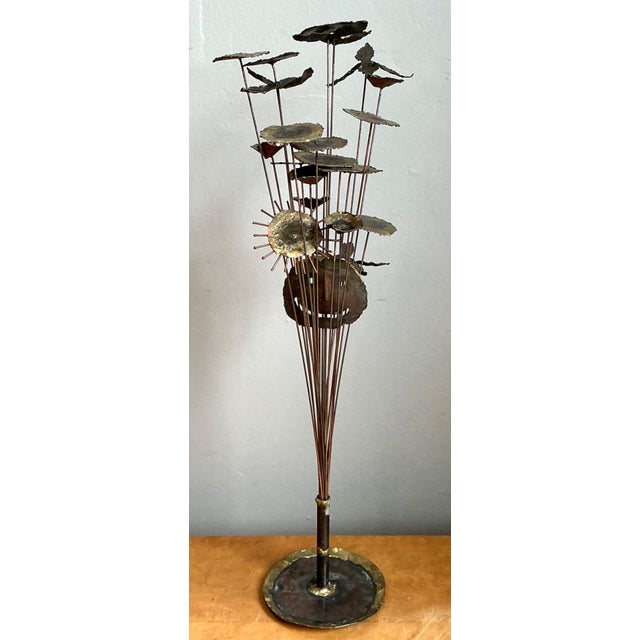 Vintage Brutalist Torch Cut Flower Sculpture For Sale - Image 9 of 17
