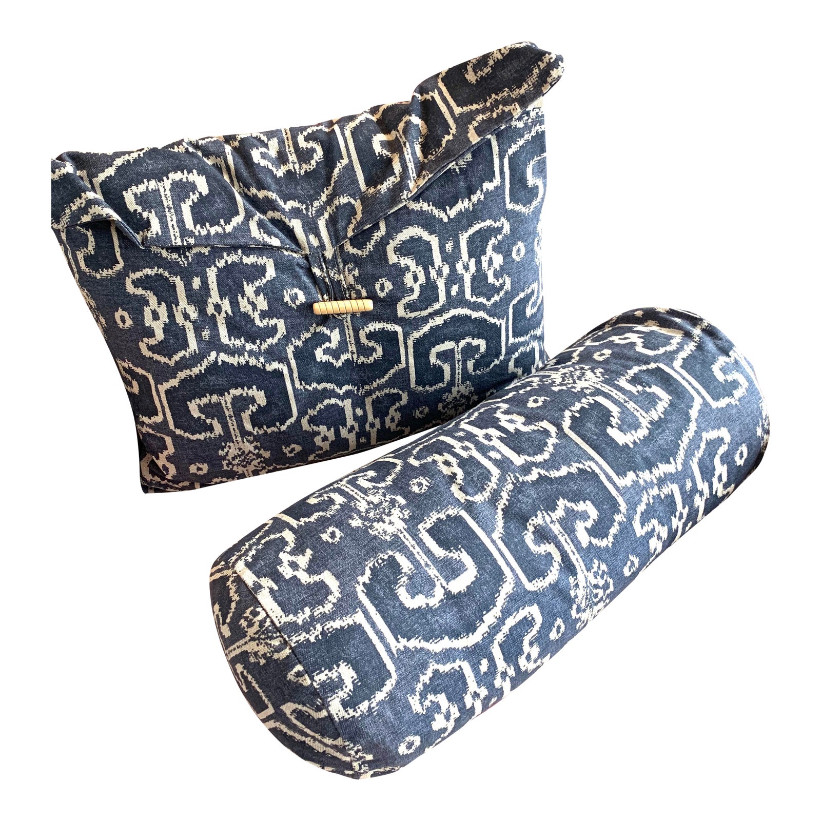 Navy Ikat Throw Pillows A Pair Chairish