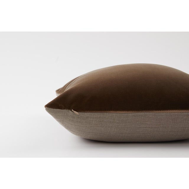 Contemporary Cotton Velvet Pillow - Espresso For Sale - Image 3 of 4